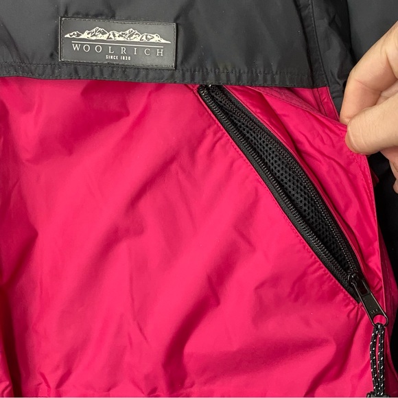 Vintage Woolrich Women’s Pink & Black Mesh Lined Hooded Rain Ski Jacket Size XL - Picture 9 of 15